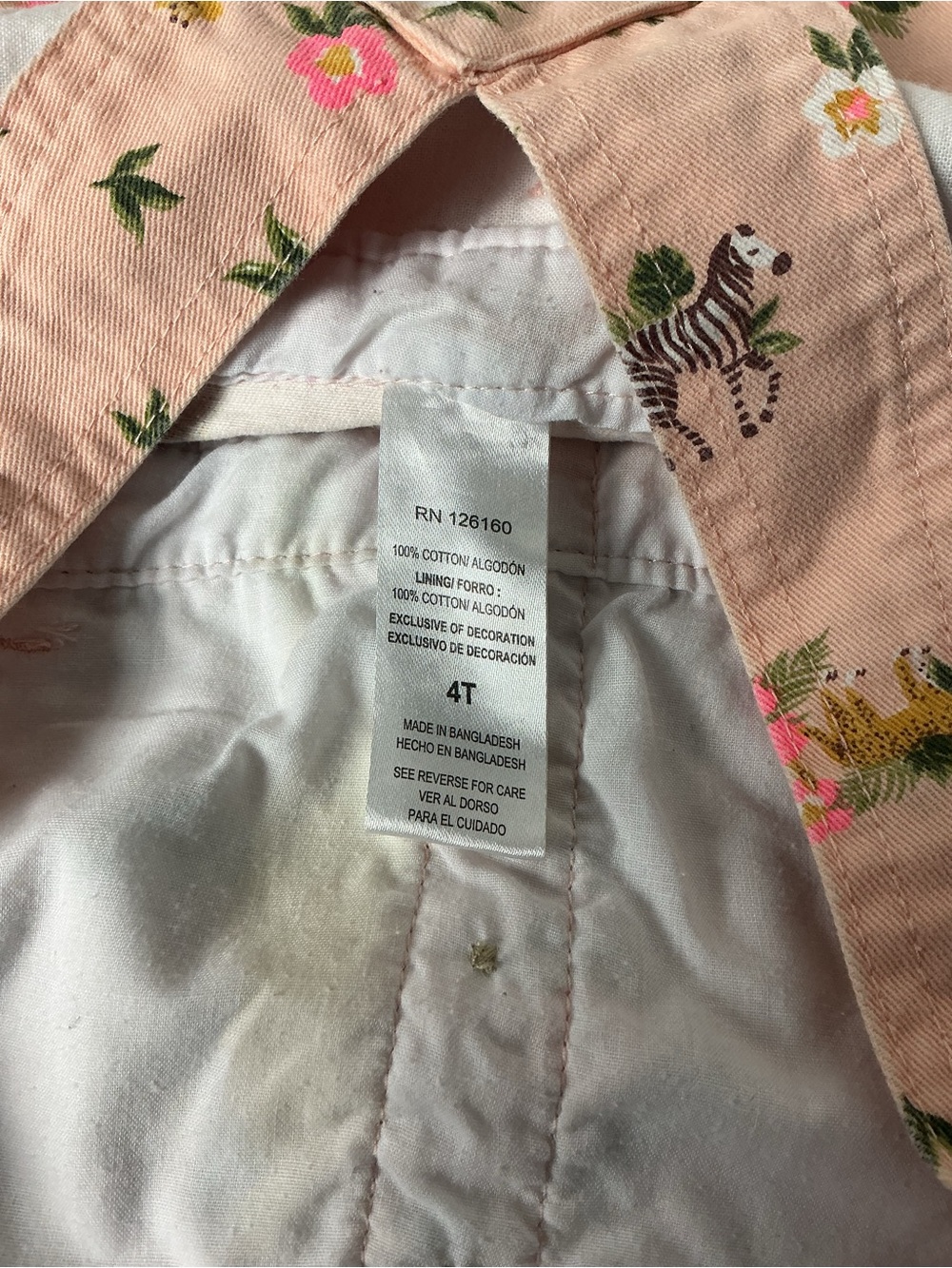 Little Lass Floral Animal Print Girls Overalls 4t - Picture 4 of 4